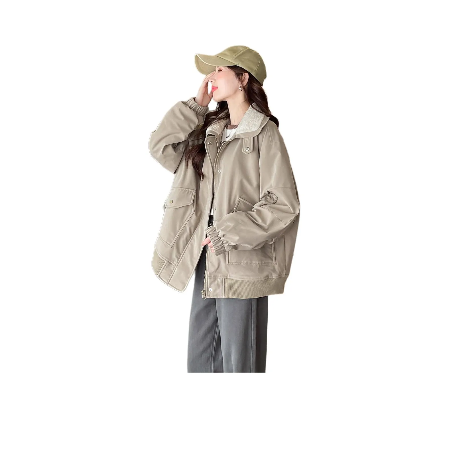 Tonlion Куртки и Пальто Женские Холодный Хаки