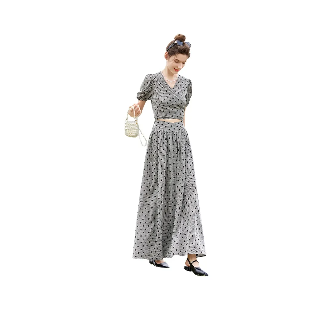 TOUCH Skirt Set Women's Plaid With Black Polka Dot