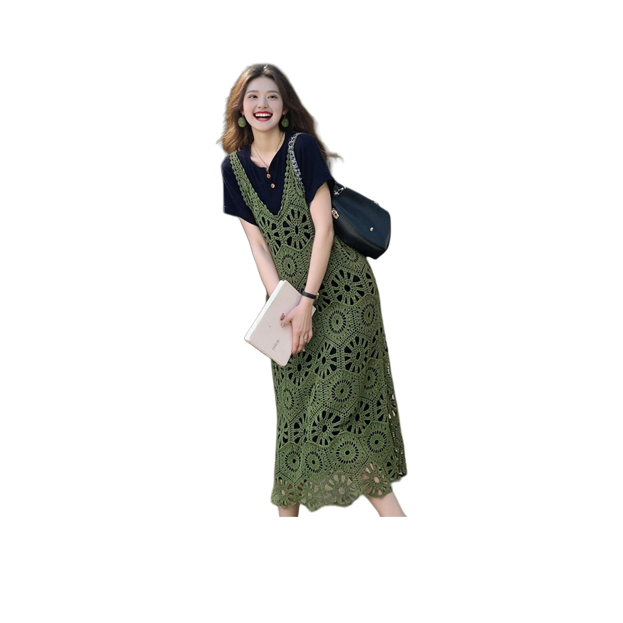 Wbwq Зеленые Женские Платья без рукавов