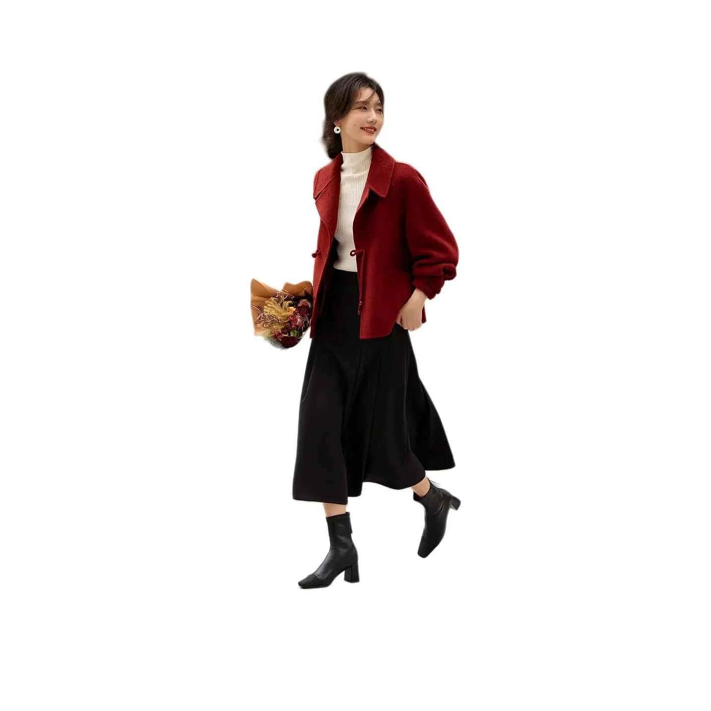 XWI Женское пальто бордового цвета