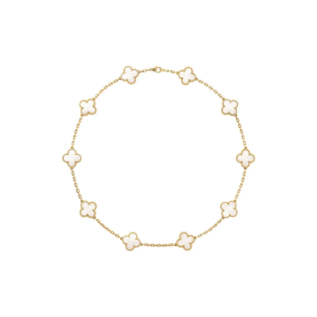 Van Cleef & Arpels 10's 18kt Yellow Gold Alhambra Mother of pearl Necklace