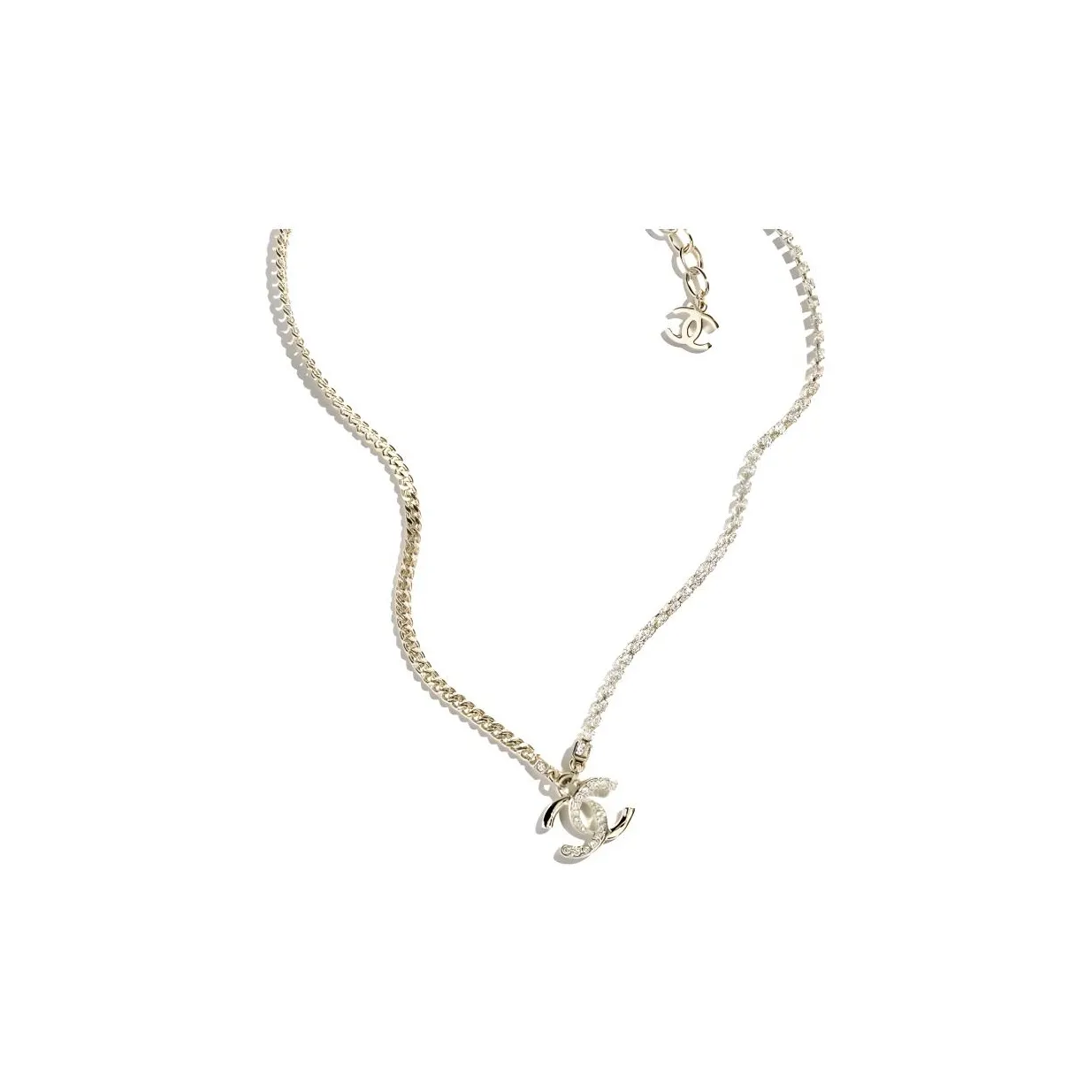 CHANEL Metal, Rhinestone Necklaces Women's Gold