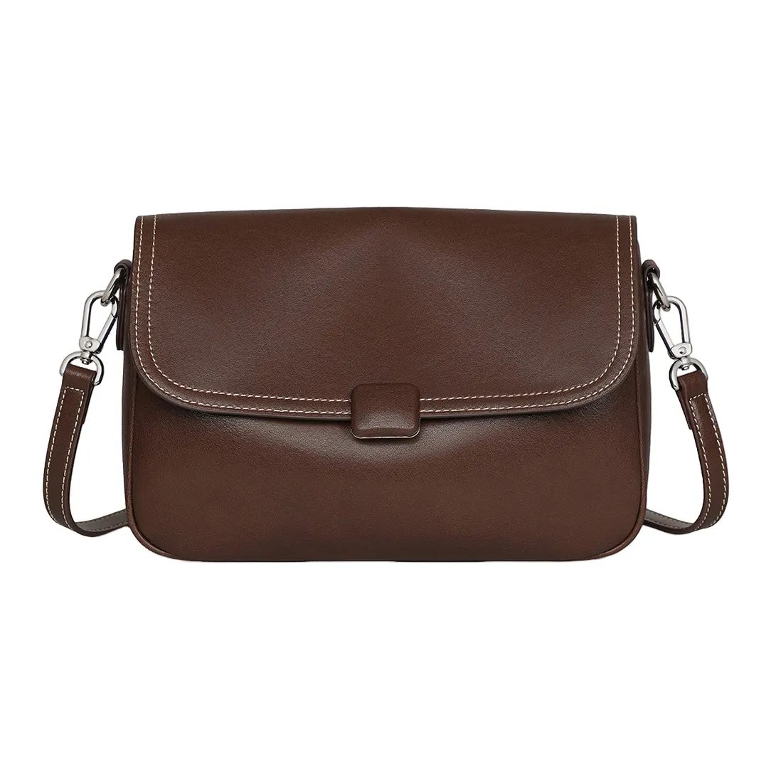 PT'SON Сумка через плечо из коровьей кожи стандартная женская кофейного черного цвета