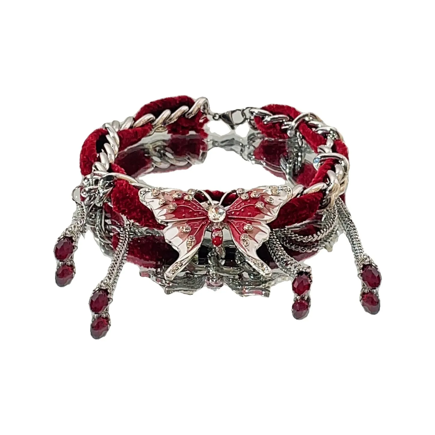 KING OF BLING Сплав Циркон Плюшевый Ожерелье-чокер Ожерелье Женские Красный Удачи