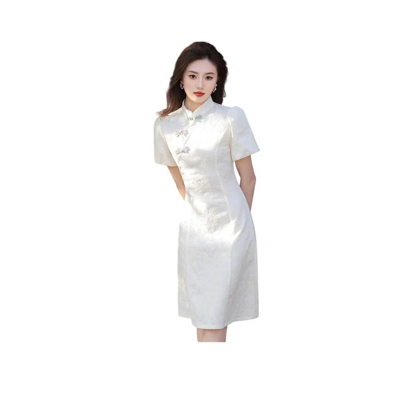 Red Colored Clothes Cheongsam Women's Charming Moon