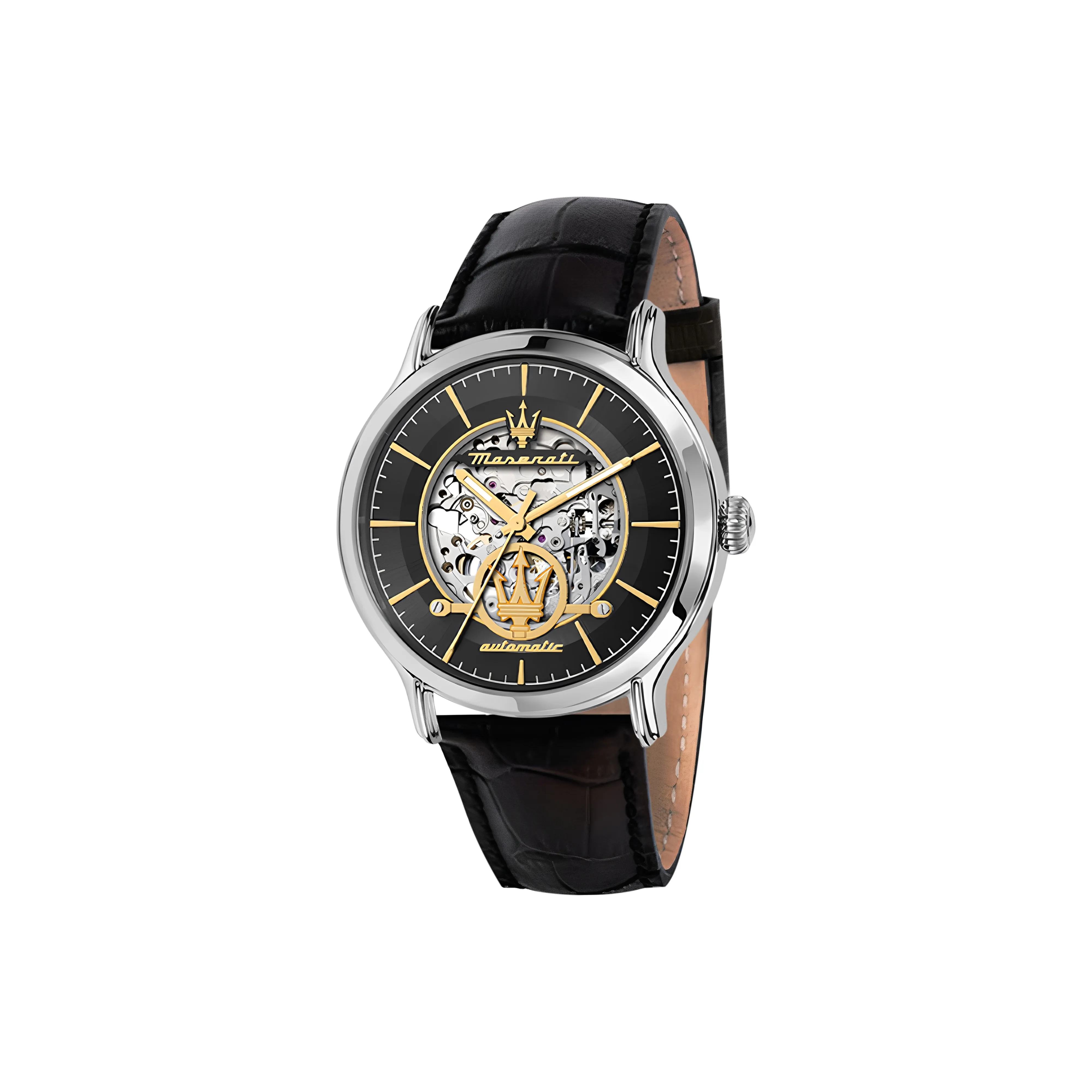 Maserati Vintage Collection Механические автоматические часы ремень из натуральной кожи черный циферблат унисекс