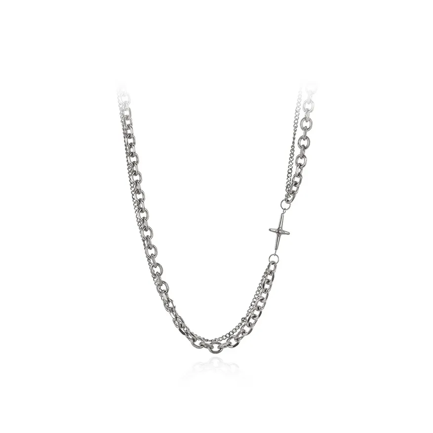 Inkopper Титановые стальные ожерелья унисекс серебряные