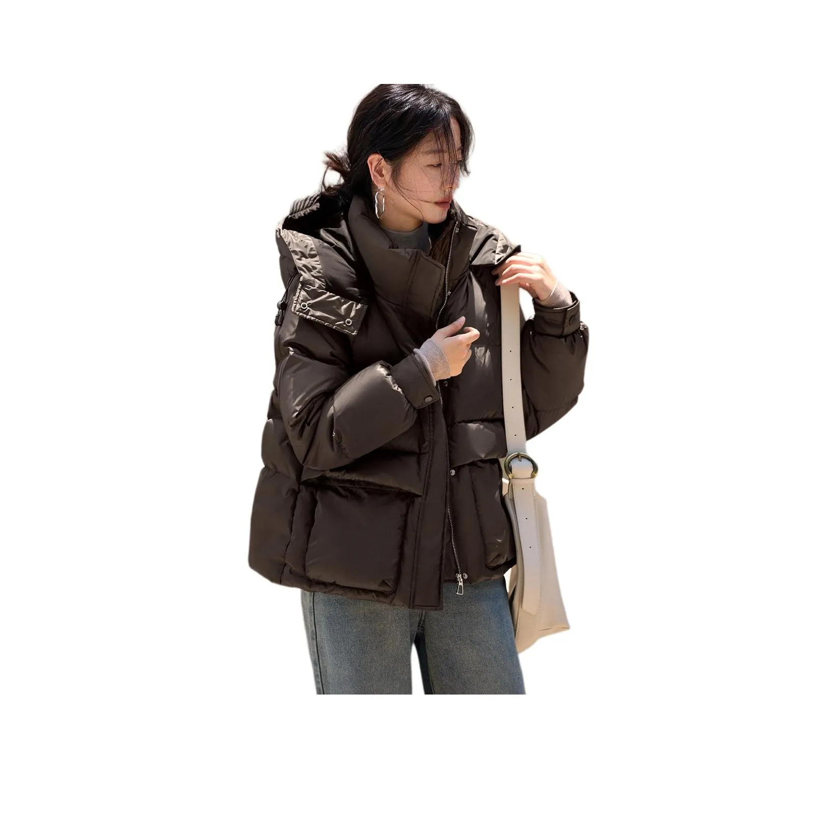 XWI Пуховик Женские Темно-коричневый Черный