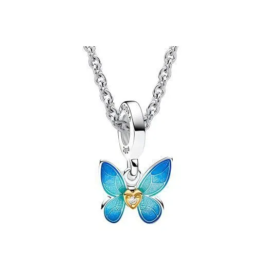 Pandora 925 Sterling Silver, Gold Plated Copper Silver Alloy, Synthetic Diamond Necklaces Women's Silver
