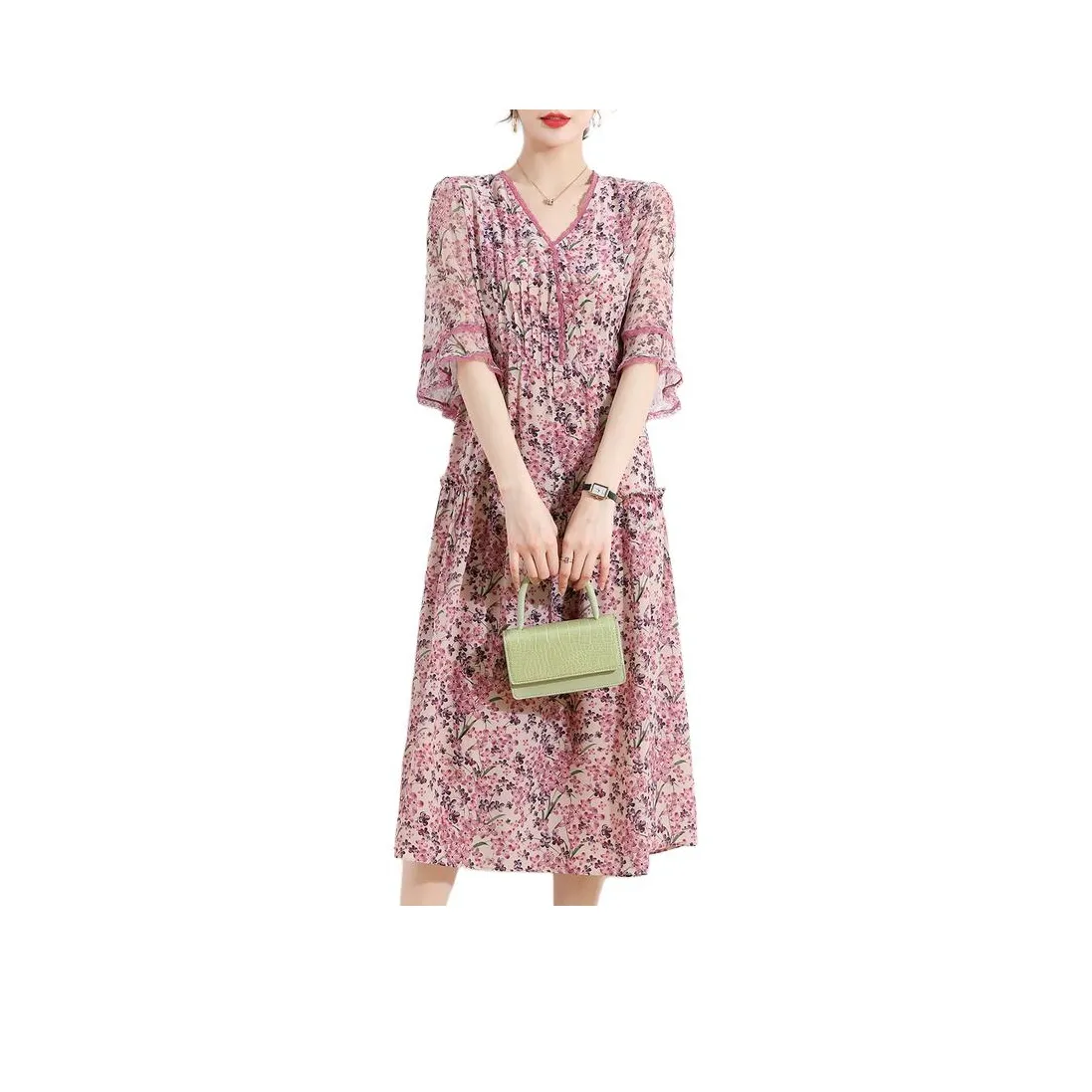 JINJU Короткий рукав Платье Женское