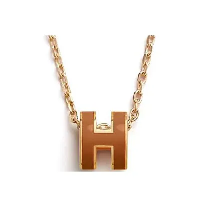 HERMES POP H Collection Lacquered Finish, Metal, Gold Plated Metal Necklaces Unisex Gold