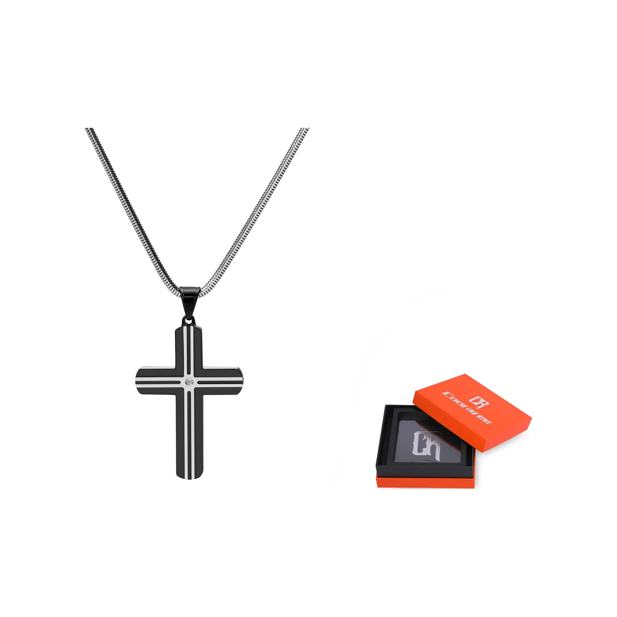 Cooraree Титановая сталь Ожерелье Черное Унисекс