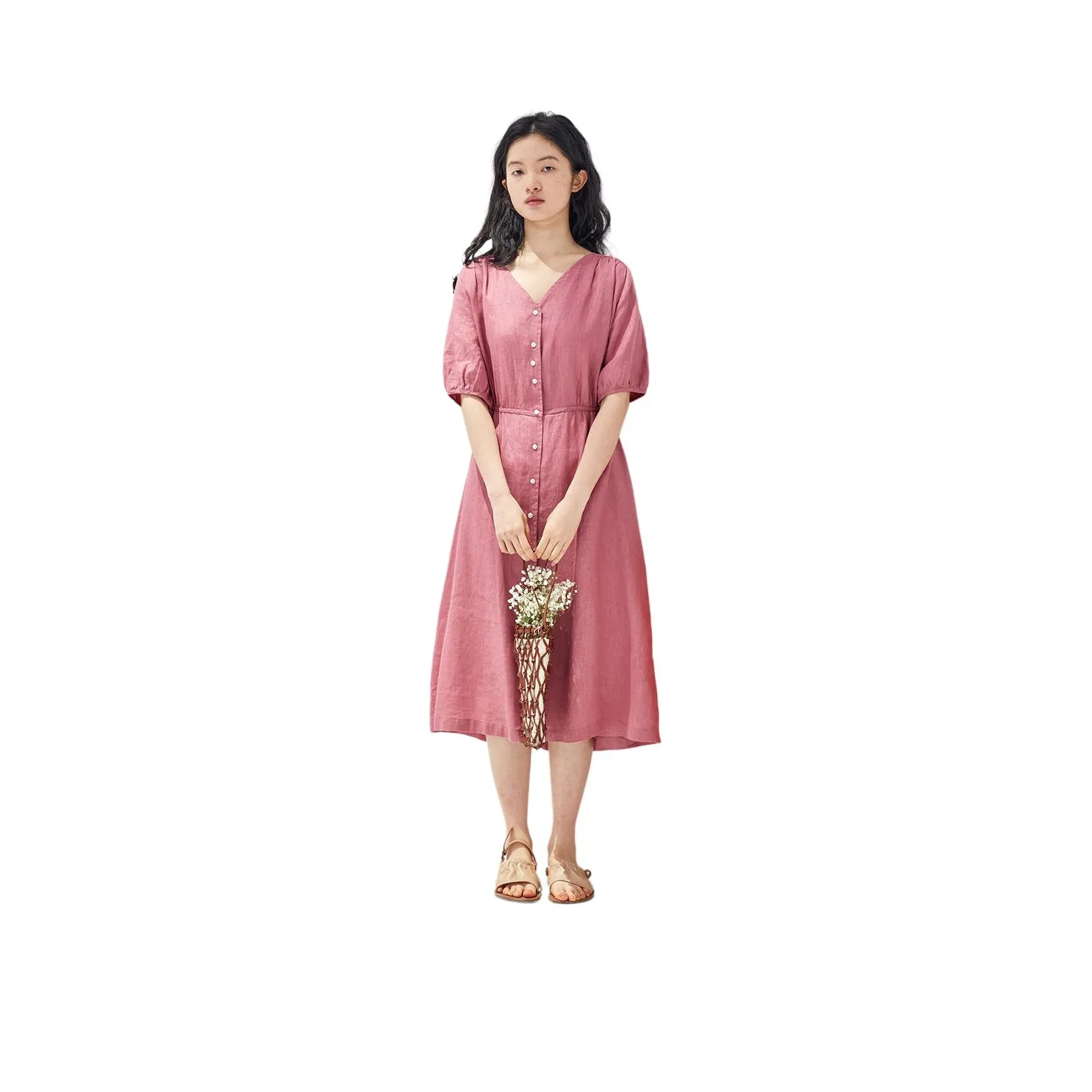 ZIMO Short Sleeved Dresses Women's Fuchsia