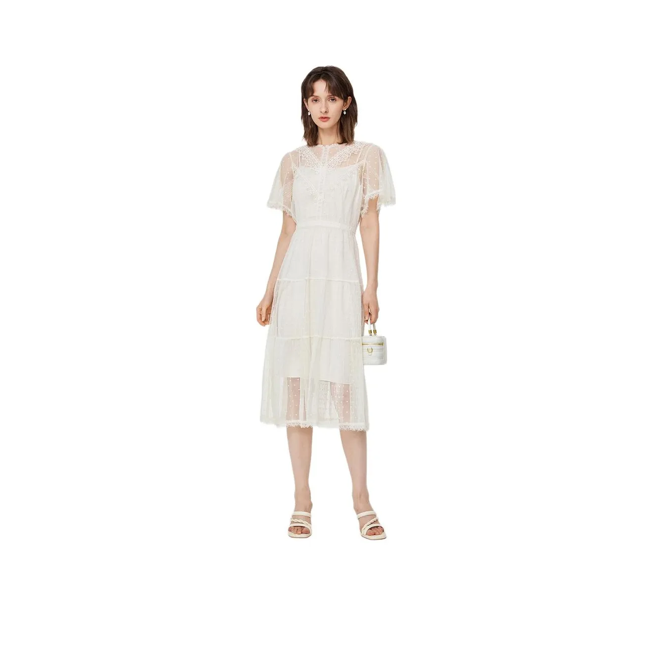 DESIGNICE Short Sleeved Dresses Women's Champagne