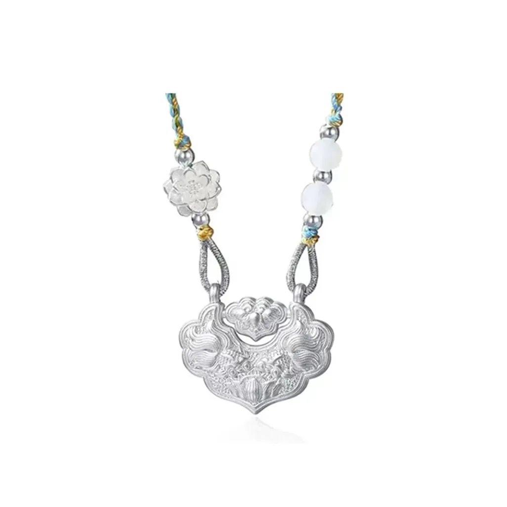 CHINA GOLD S999 Fine Silver Sterling Silver Necklaces Unisex