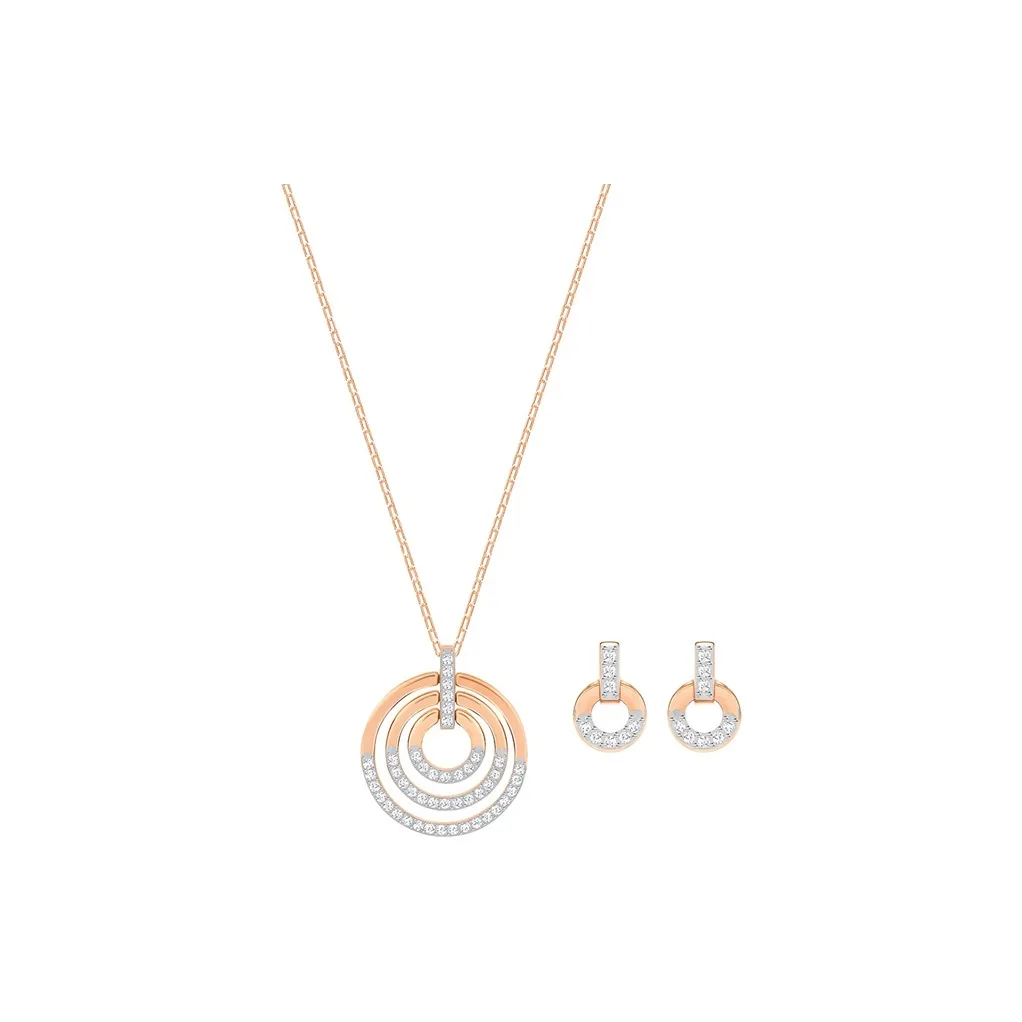 Swarovski Circle Necklaces Women's Rose Gold