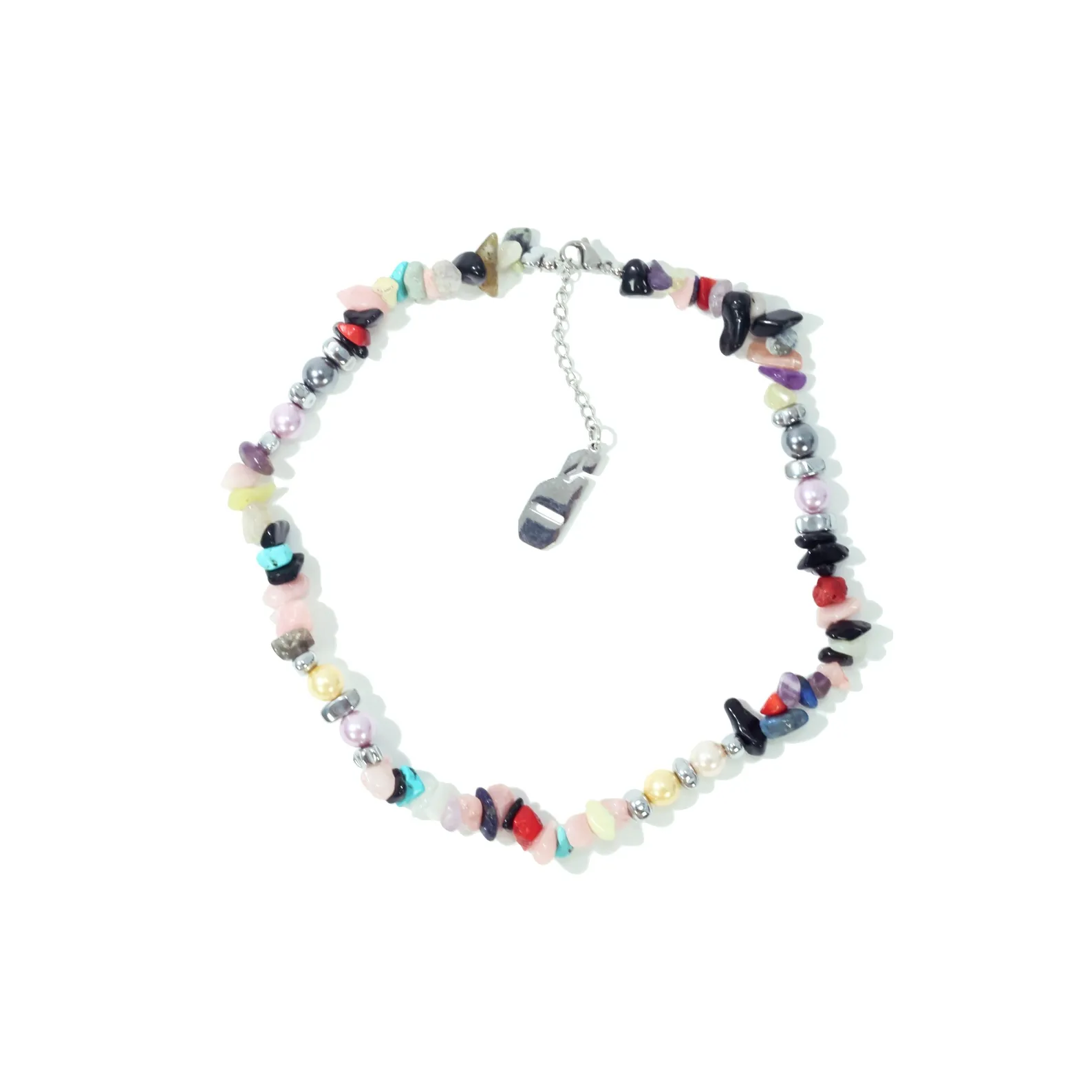 Get'em ON Смешанный Галька Смешанный Оболочка Бусины Титановая сталь Серебряный самородок Ожерелья Унисекс