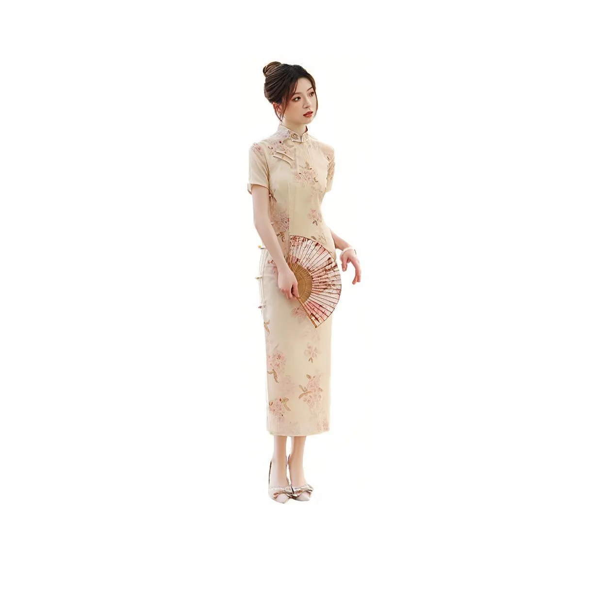 Red Colored Clothes Cheongsam Women's Total Aromatic
