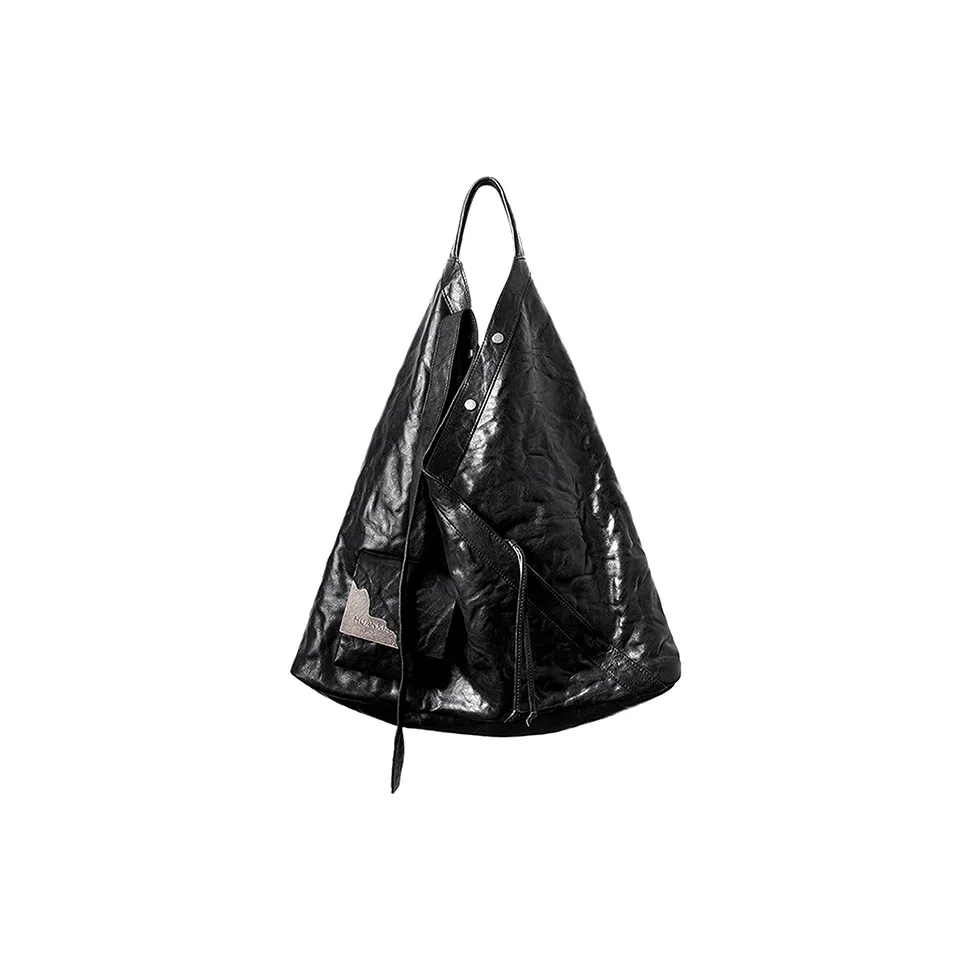 HUANXIANGZHE Растительное дубление Коровья кожа Сумка через плечо Большая Унисекс Черная