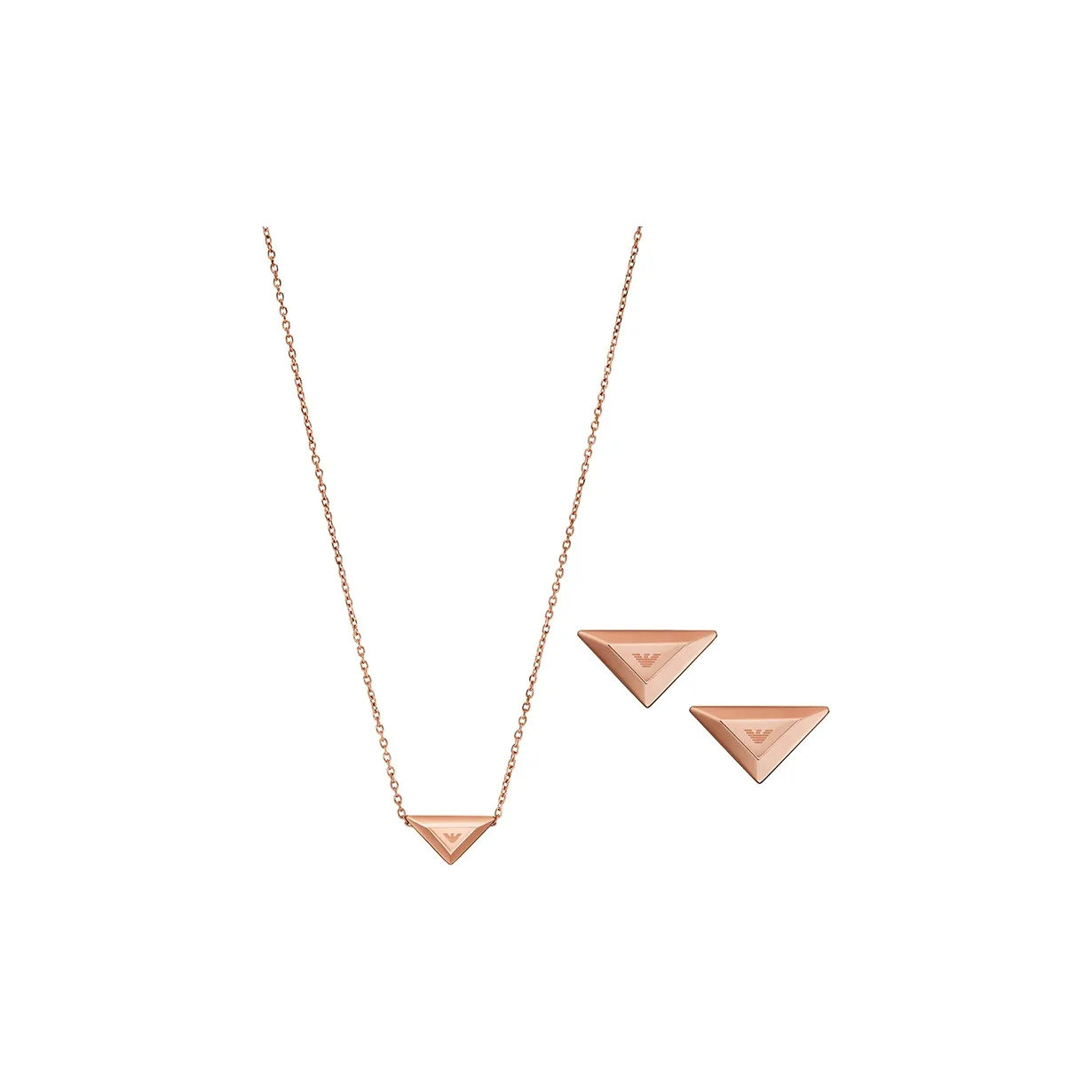 EMPORIO ARMANI Steel Necklace Stud Earrings Women's Rose Gold
