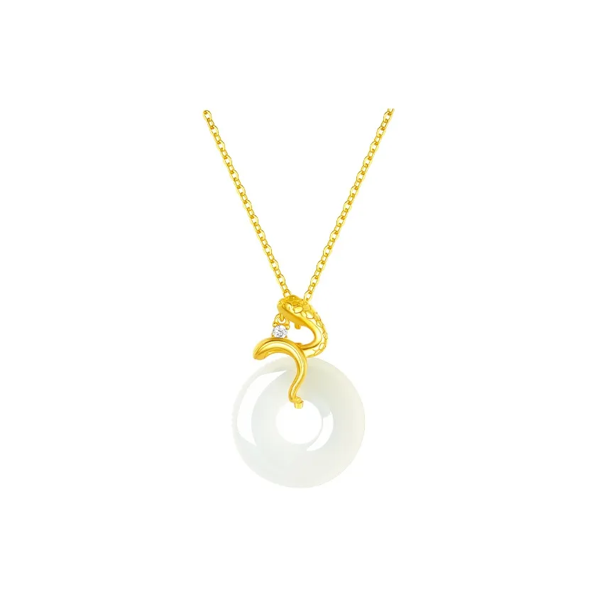 CHOW TAI SENG Chalcedony Jade Necklace, New Chinese Style Chinese Fashion Trend Women's