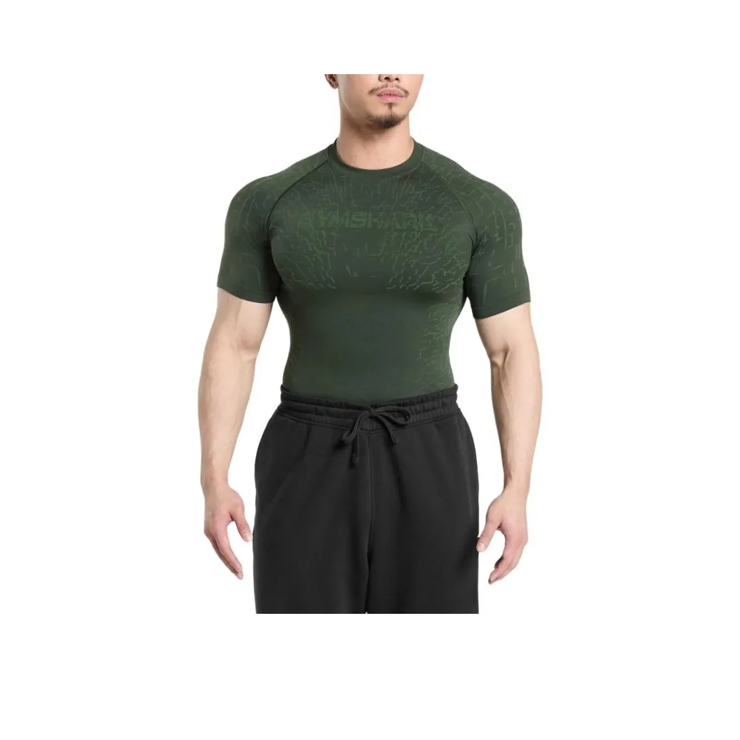 GYMSHARK Tectonic Бесшовный T Рубашка Мужская Trail Зеленый Классический Зеленый