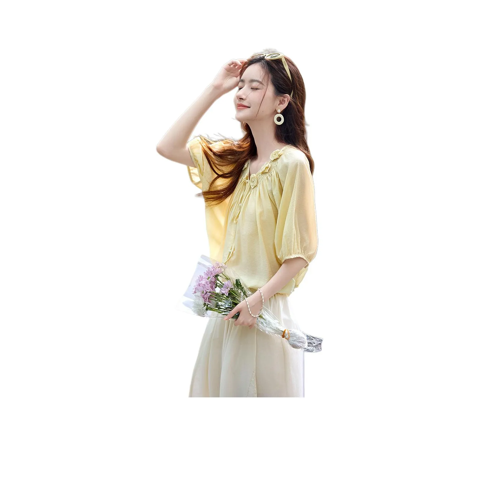 SHANGJING Желтые Женские Рубашки