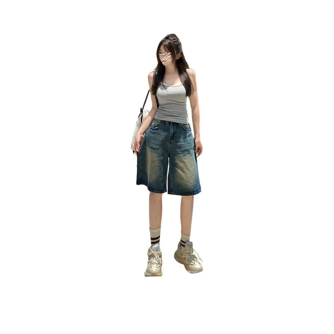 ZAZN Джинсовые шорты Женские Потертый Цвет