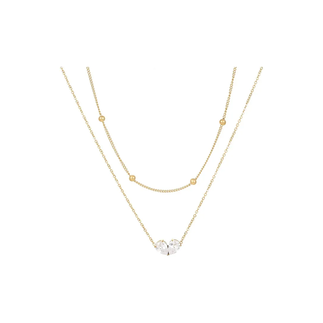 NATURALLYJOJO Титановые стальные цирконовые ожерелья женские золотые