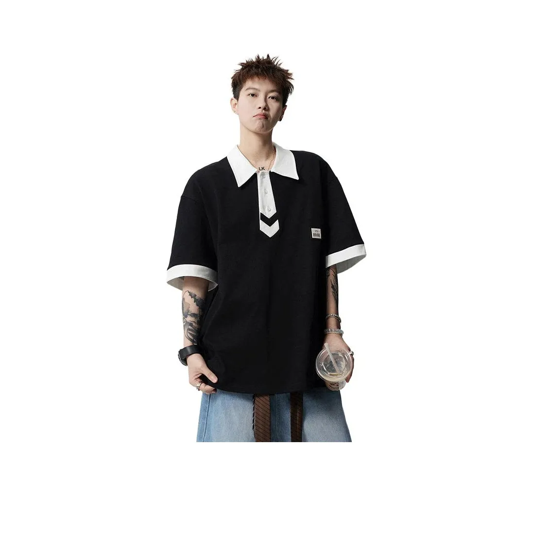 JIARONG Свободный крой Повседневный Полу-рукавные Рубашки Унисекс