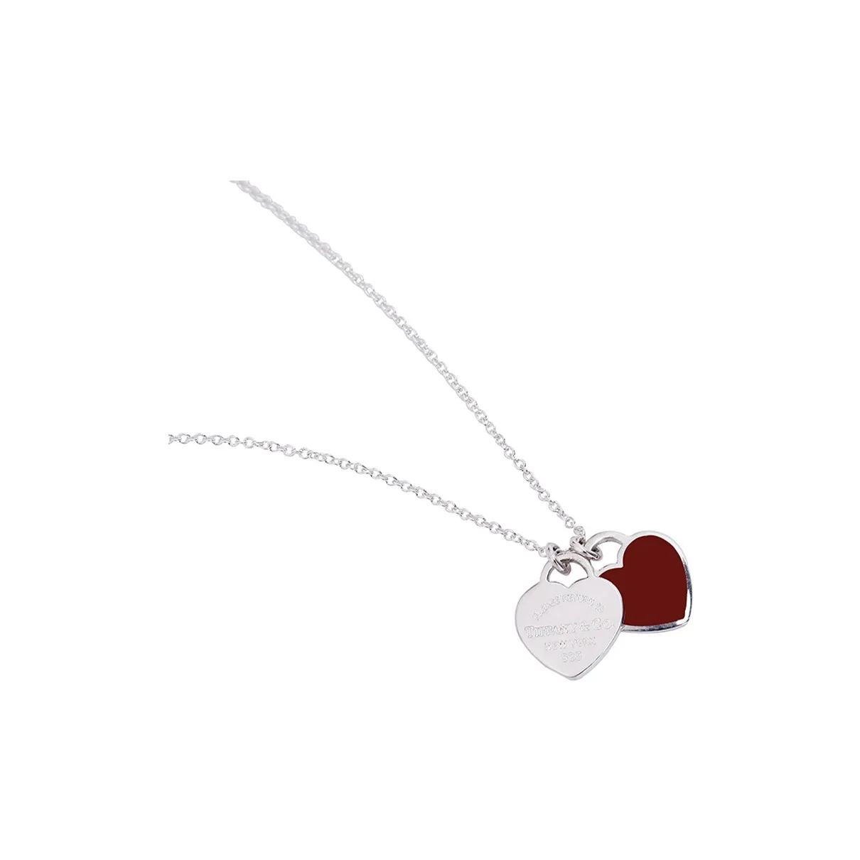 TIFFANY & CO. Return To Tiffany Collection 925 Sterling Silver Pendant Collarbone Necklace Women's Red