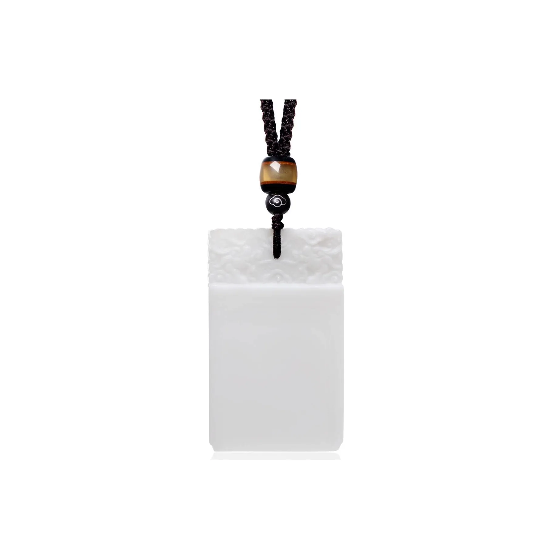 MARY WINDSOR Double Sided Dragon Head Peace Pendant, Grade 1 White Jade Unisex