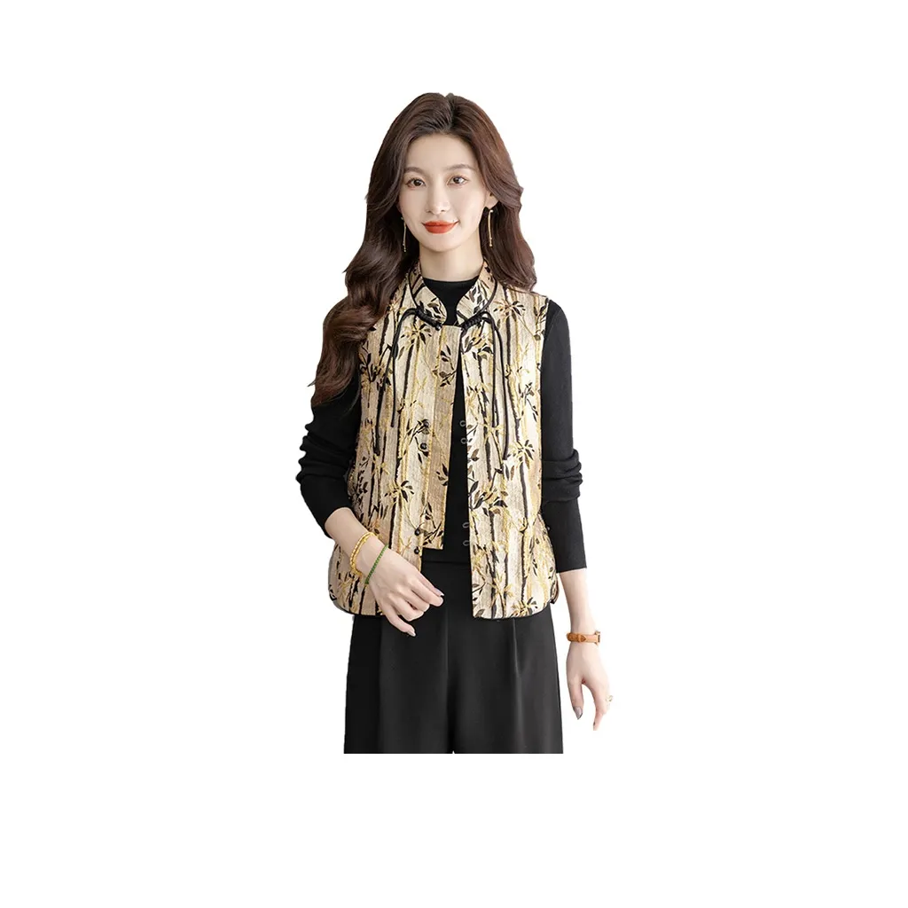 Cypress House Жилет Женские Черный Золотой Бамбук Лес