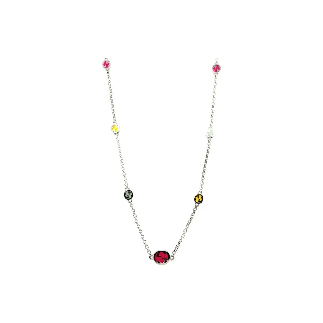GUCCI Sterling Silver Interlocking G Necklace