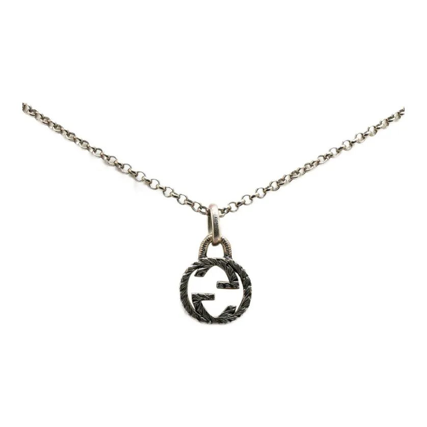 GUCCI 2000 2015 Sterling Silver Interlocking G Pendant Necklace