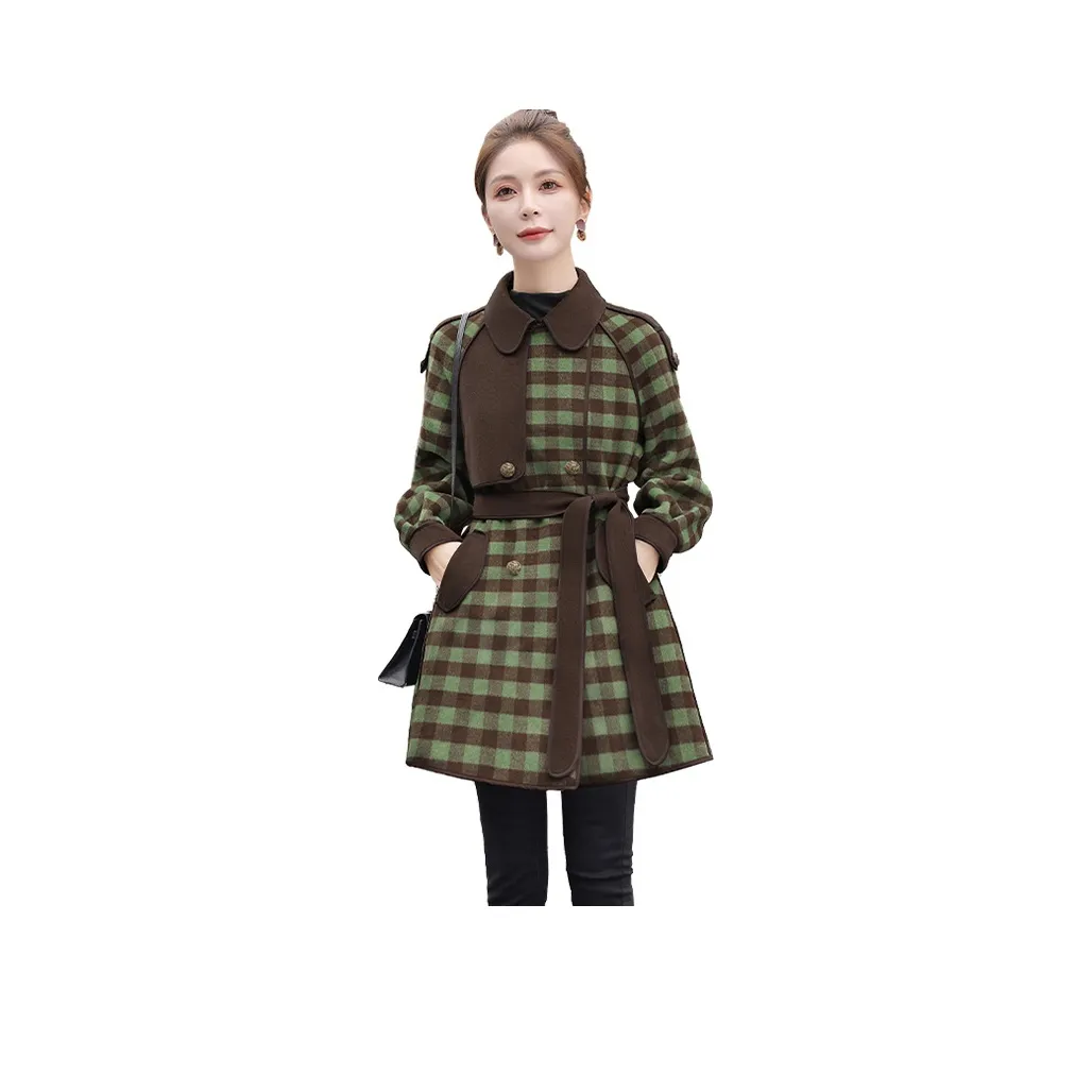 Cypress House Coat Women's Dark Coffee Green Plaid