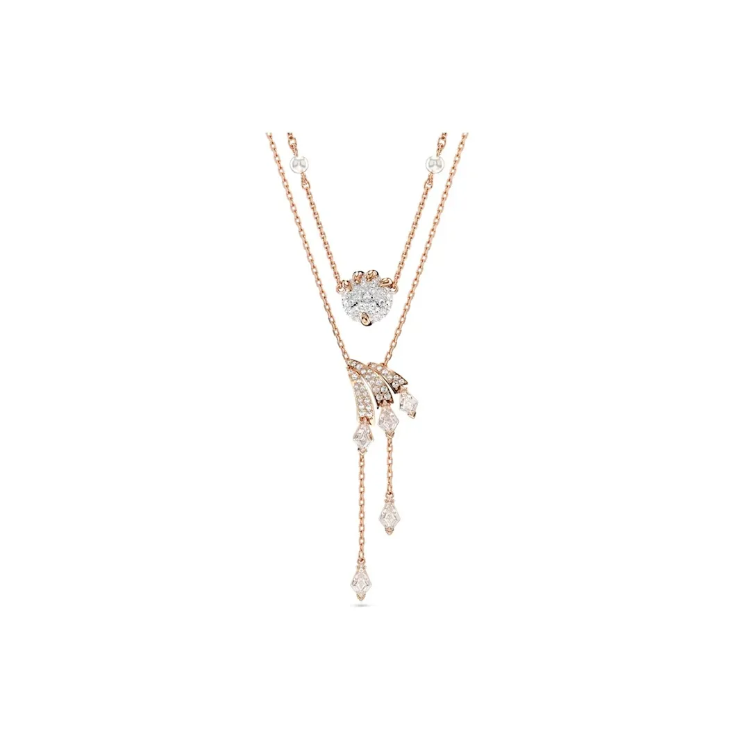 Swarovski DRAGON & PHOENIX Cubic Zirconia Faux Crystal Rose Gold-Tone Plated Faux Pearl Necklaces Women's Rose Gold