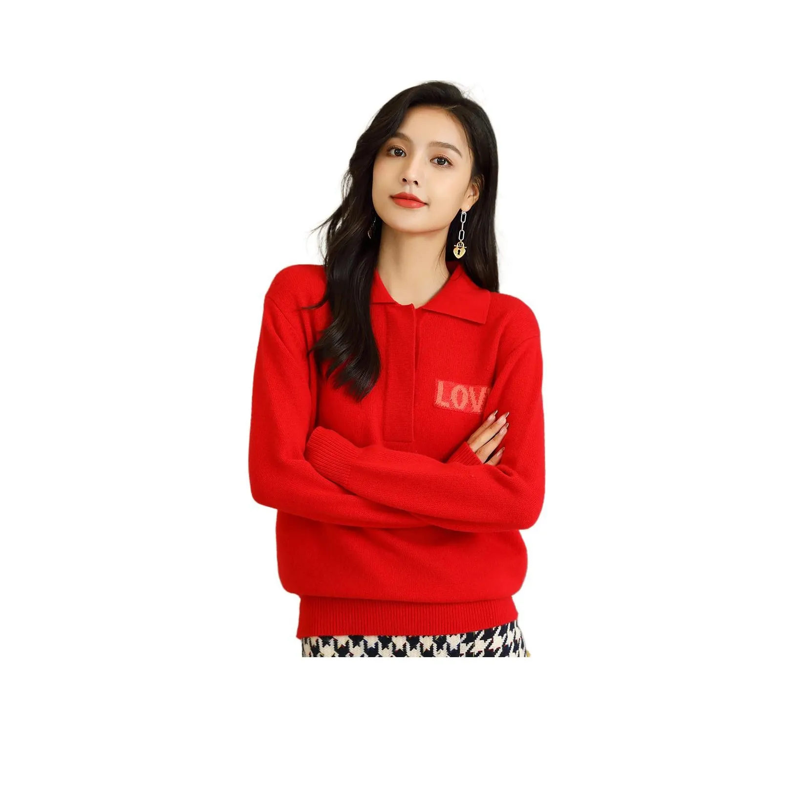 Vidolas Sweater Women's Elegant Poetic Red