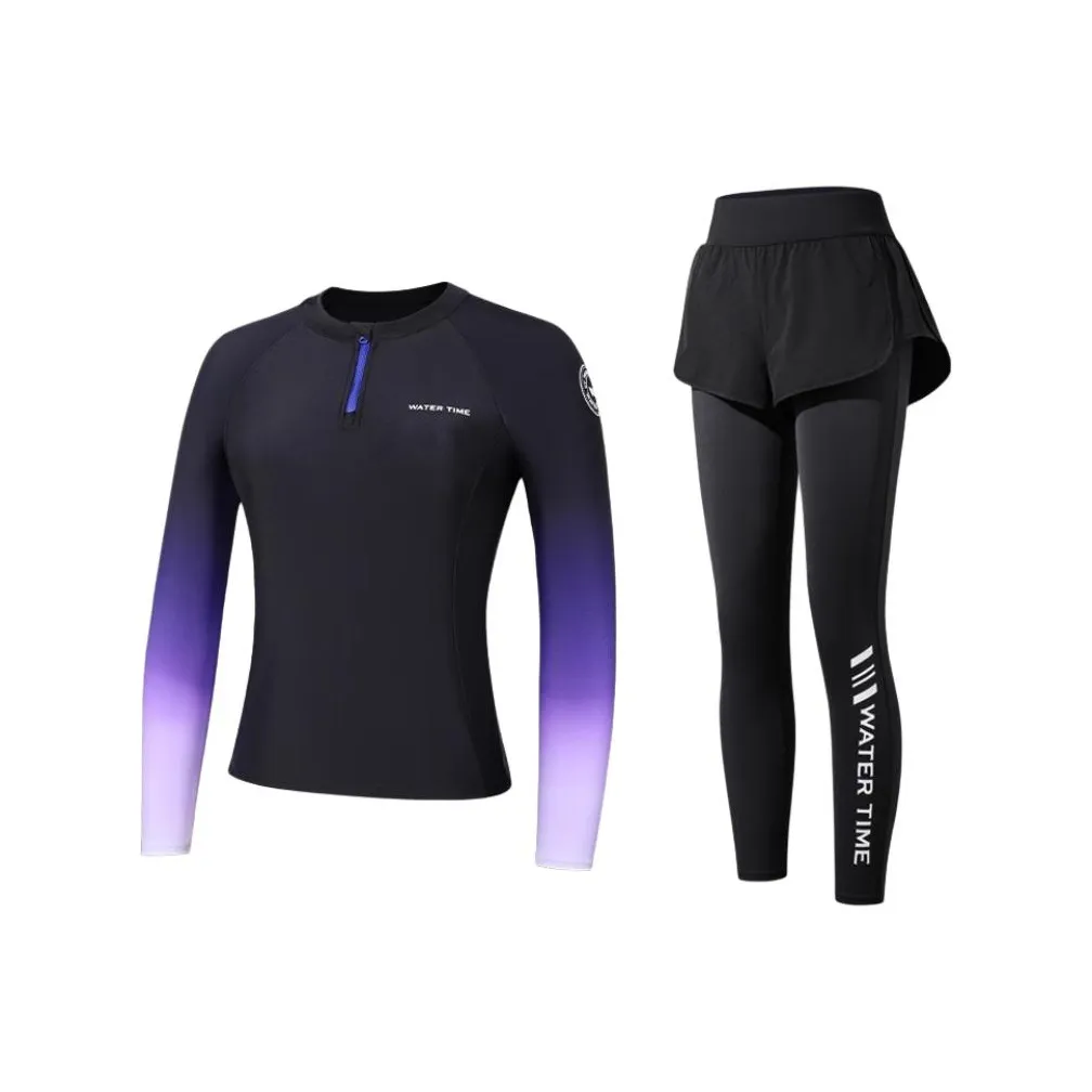 Watertime Двухкомпонентный Купальник Женский Черный Фиолетовый Градиент