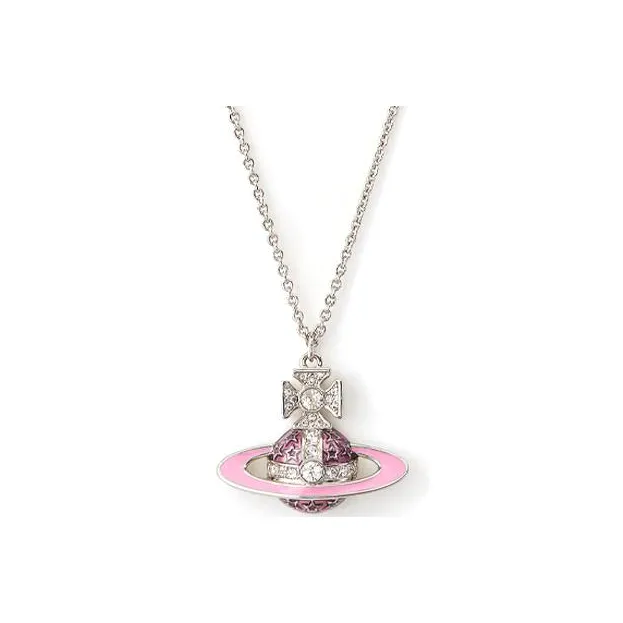 Vivienne Westwood Rhinestone Enamel Necklaces Women's Silver
