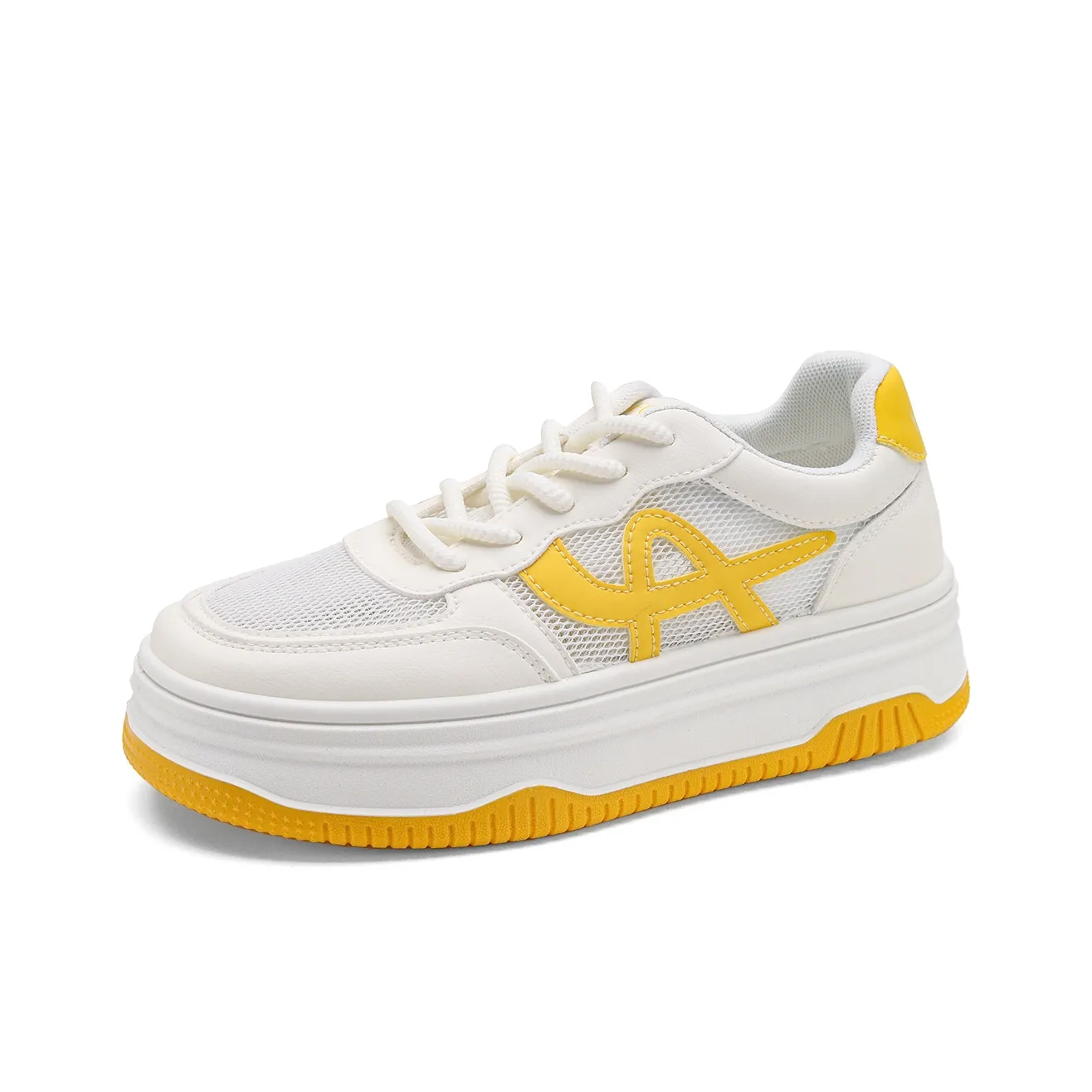 FOXER x MARINO ORLANDI Высота Увеличивающие Устойчивые к Износу Низкие Кроссовки для Скейтбординга Женские Белые Желтые