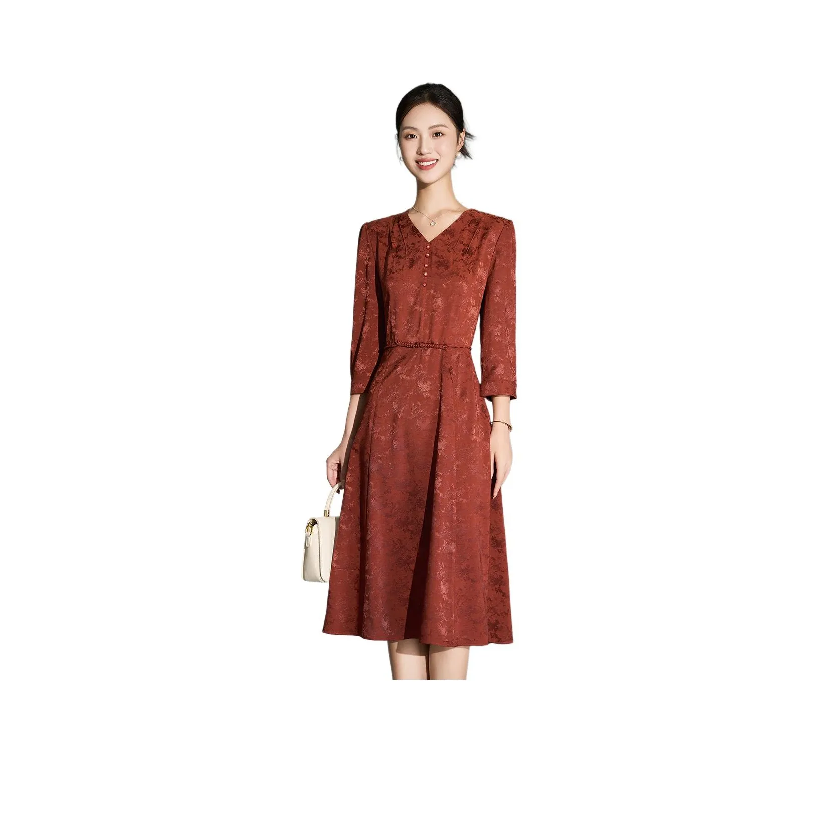 Mylan Long Sleeved Dress For Early Autumn Women's Red