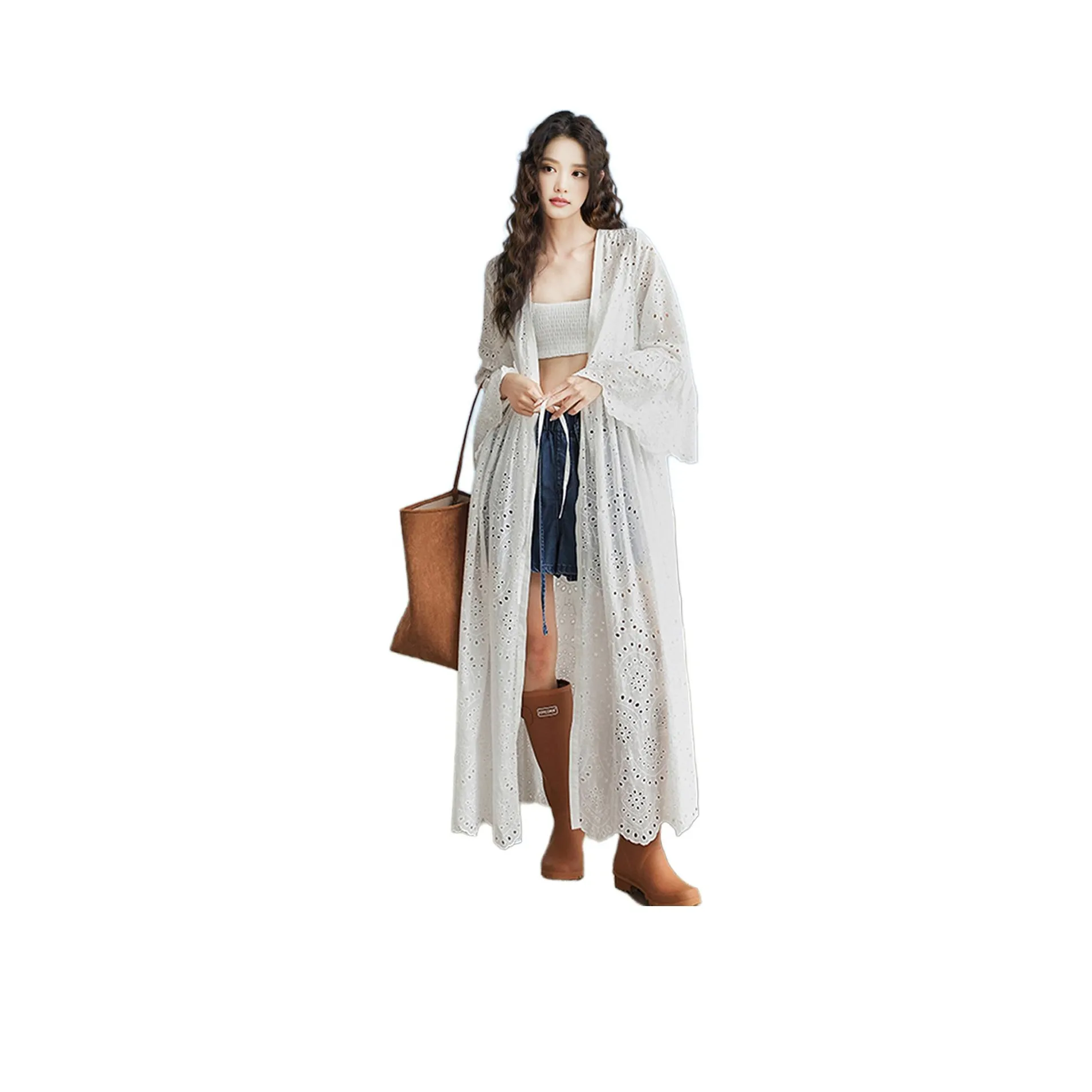 Wbwq Длинное платье с длинными рукавами цвет белый