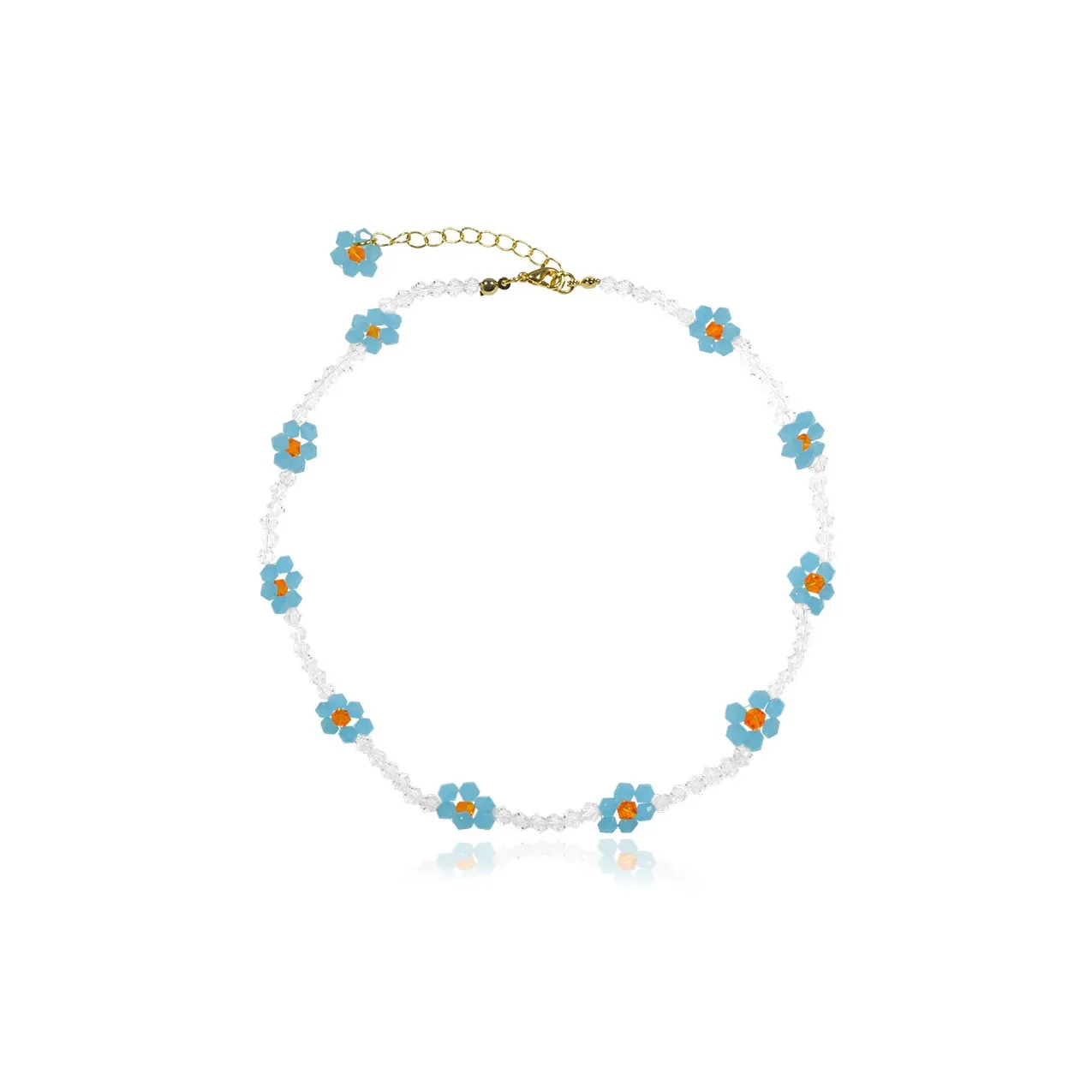 AWE Color Series Синий Бусины Ожерелье Цветочный Дизайн Elegant Elegance Цепочка на ключицу Унисекс