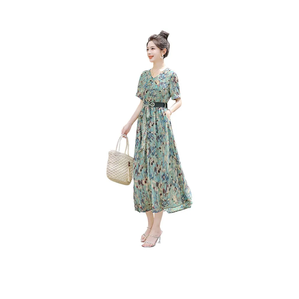 Cypress House Short-Sleeved Dresses Women's Blue Green Floral