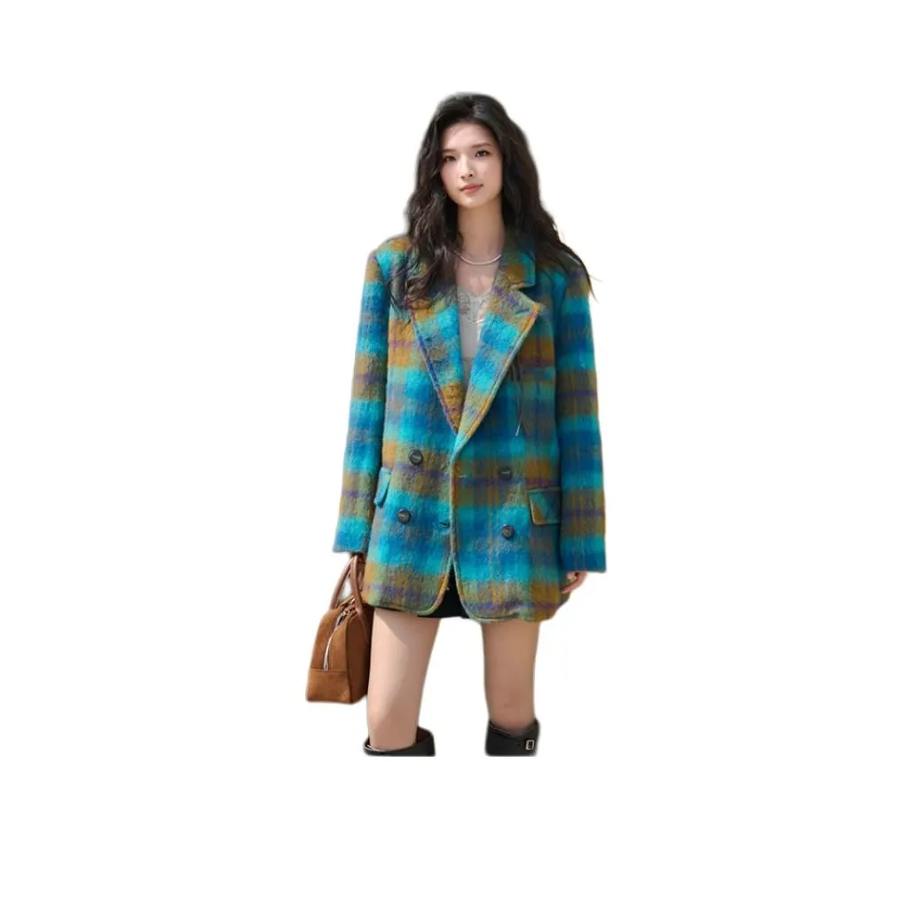 Artka Business Suit Women's Yellow Green Plaid
