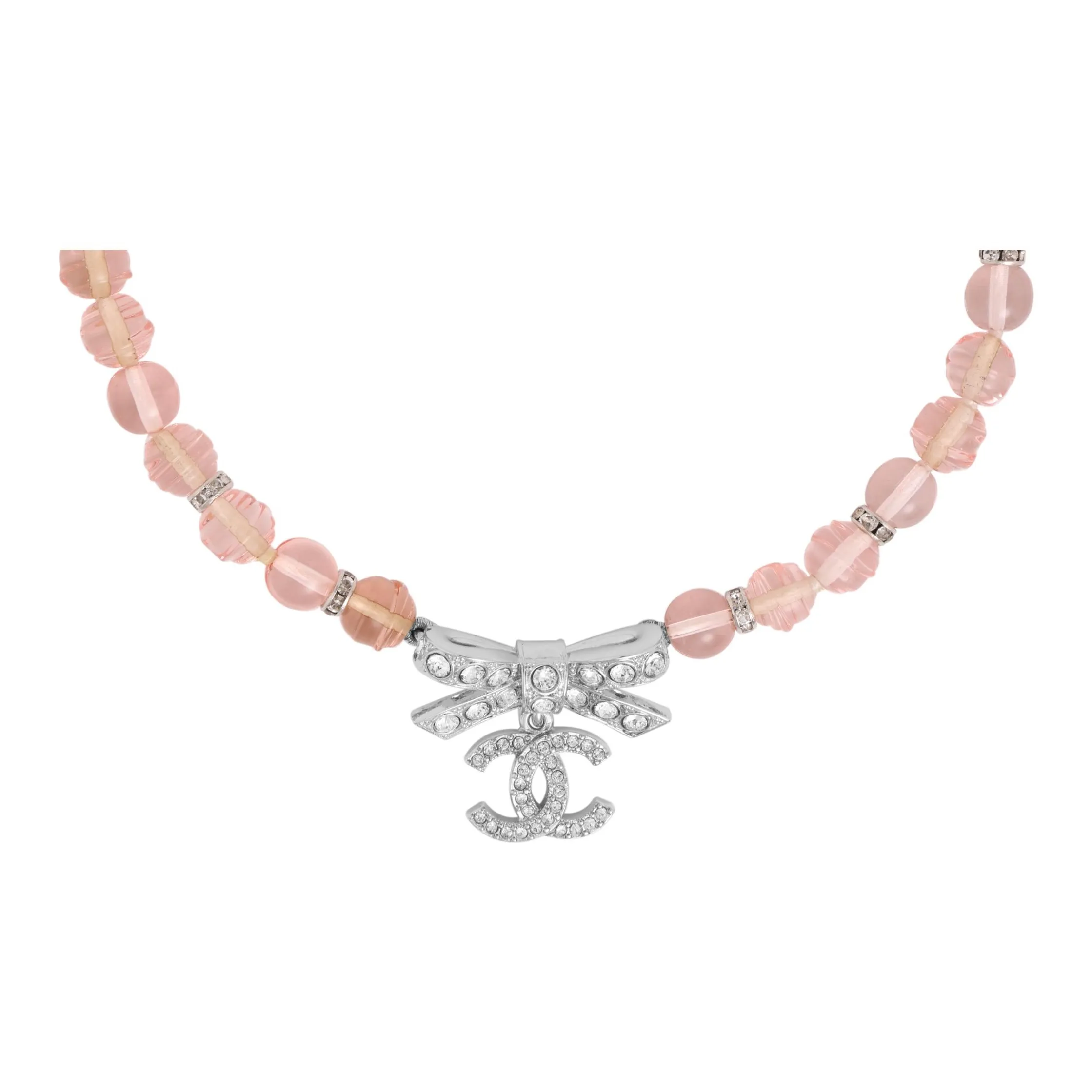 CHANEL Metal Necklaces Women's Pink