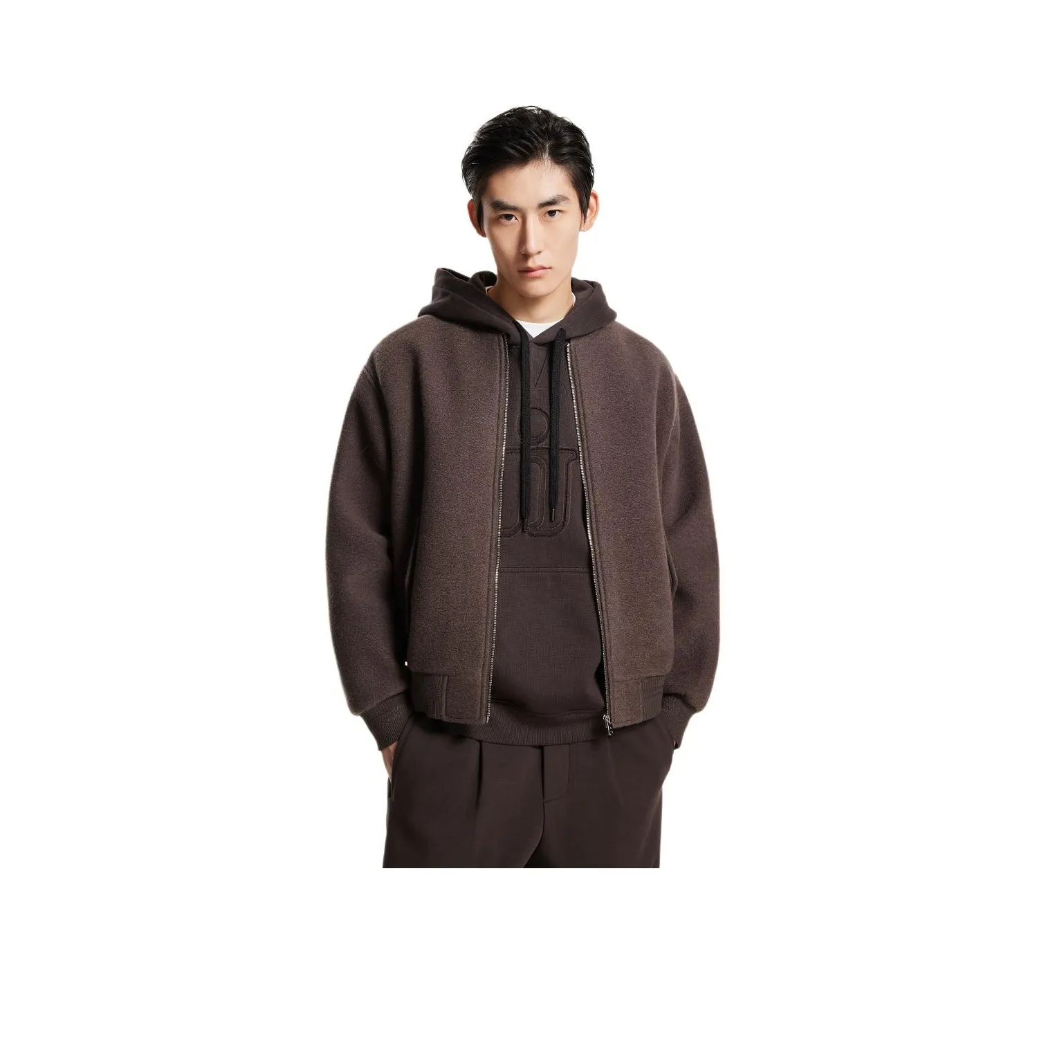 JACK JONES· Woolen Coat Men's Chocolate Brown
