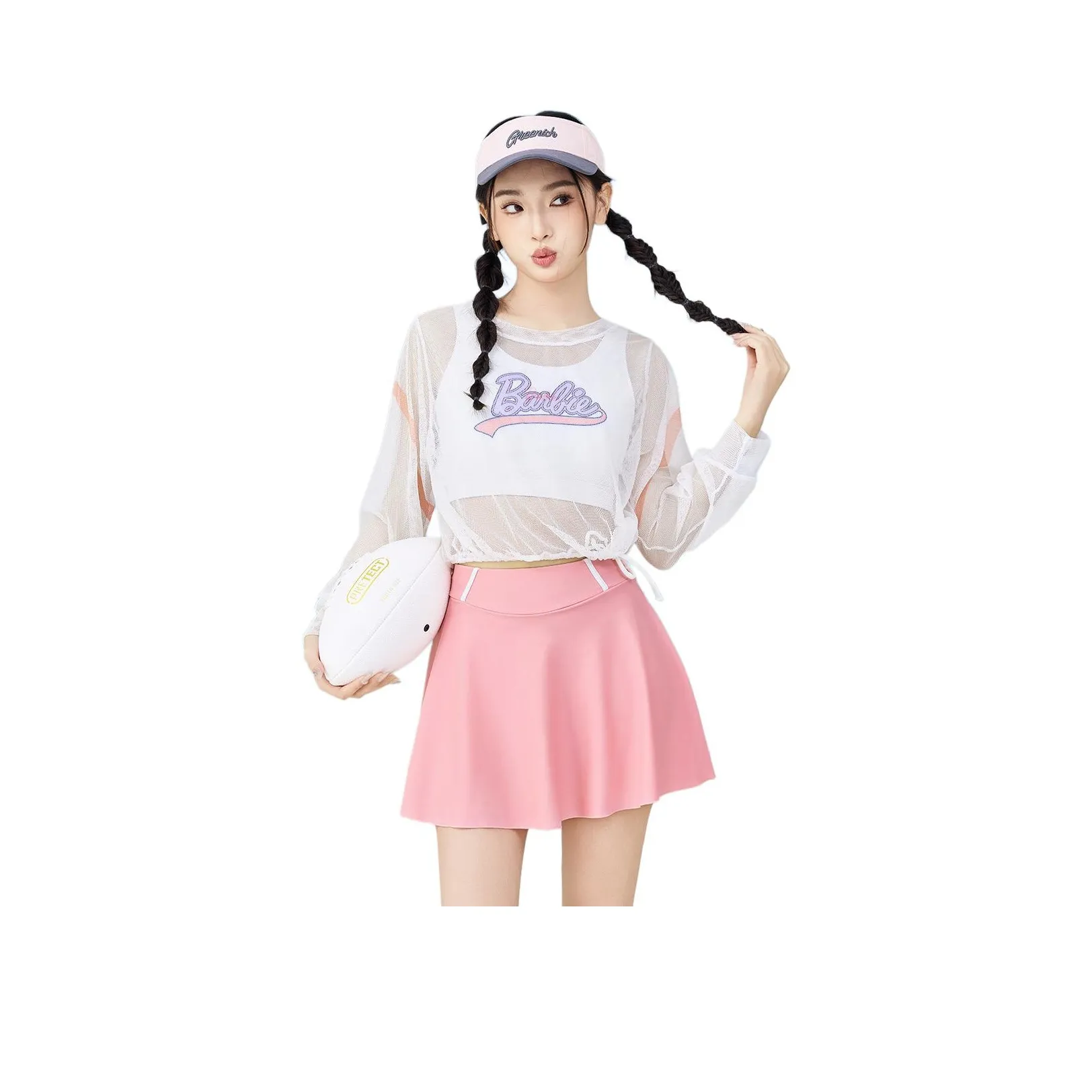 Барби Двухкомпонентный Купальник Женский Белый Розовый