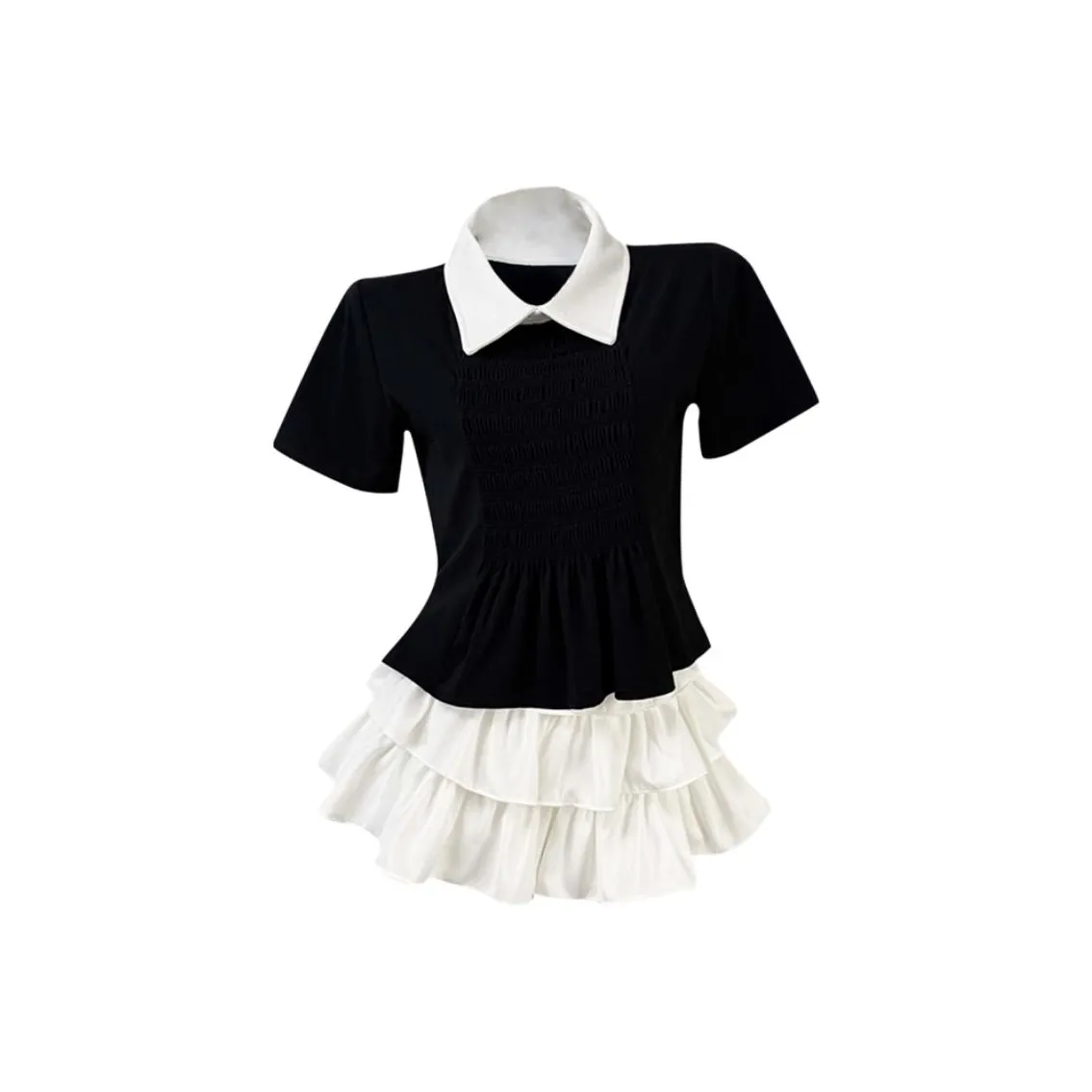 BIFH Черная рубашка с отложным воротником + белая пышная юбка, женские комплекты с юбкой